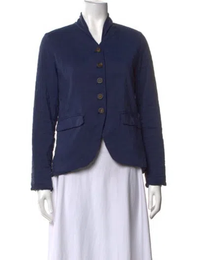 Pre-owned Hannoh Wessel Linen Long Sleeve Button-up Top In Blue