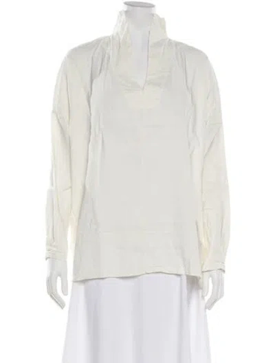 Pre-owned Hannoh Wessel Linen Long Sleeve Top W/ Tags In White