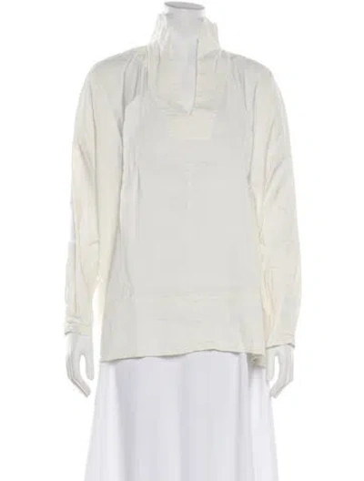 Pre-owned Hannoh Wessel Linen Long Sleeve Top In White