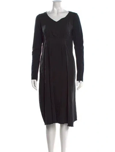 Pre-owned Hannoh Wessel Linen Midi Length Dress In Black