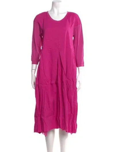 Pre-owned Hannoh Wessel Linen Midi Length Dress W/ Tags In Pink