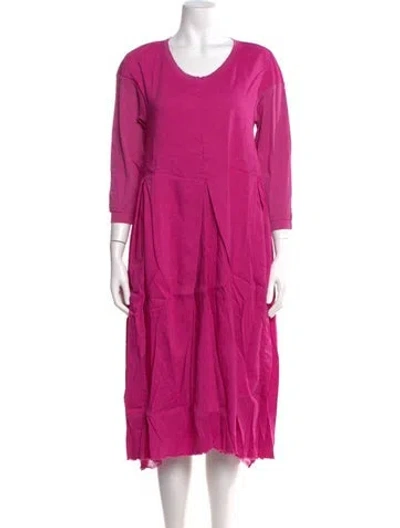 Pre-owned Hannoh Wessel Linen Midi Length Dress W/ Tags In Pink