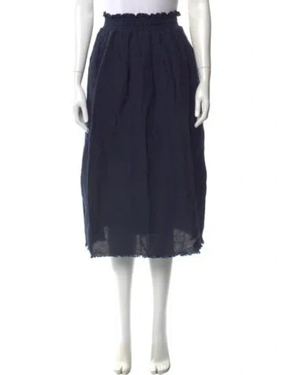 Pre-owned Hannoh Wessel Linen Midi Length Skirt In Blue