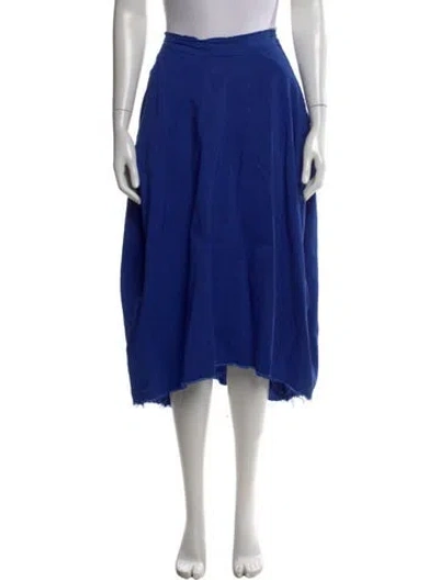 Pre-owned Hannoh Wessel Linen Midi Length Skirt In Blue