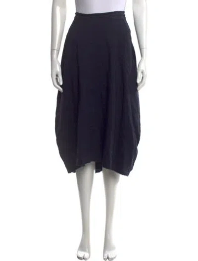 Pre-owned Hannoh Wessel Linen Midi Length Skirt In Blue