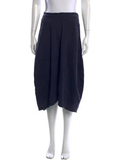 Pre-owned Hannoh Wessel Linen Midi Length Skirt In Blue