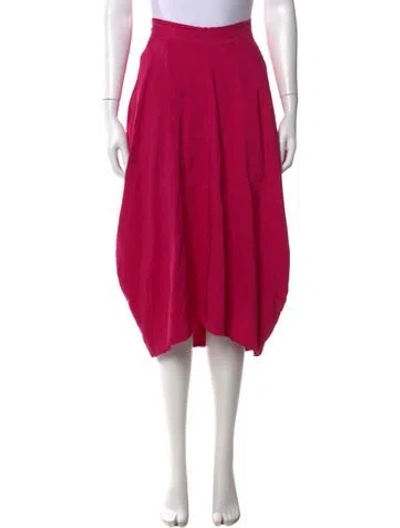 Pre-owned Hannoh Wessel Linen Midi Length Skirt In Pink
