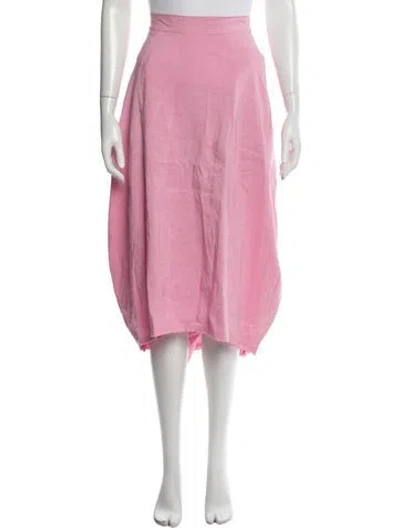Pre-owned Hannoh Wessel Linen Midi Length Skirt In Pink
