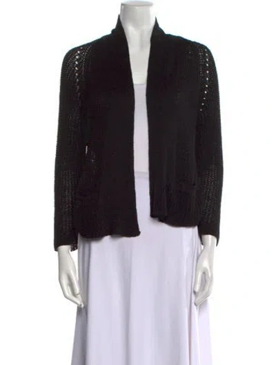 Pre-owned Hannoh Wessel Linen Open Front Sweater In Black