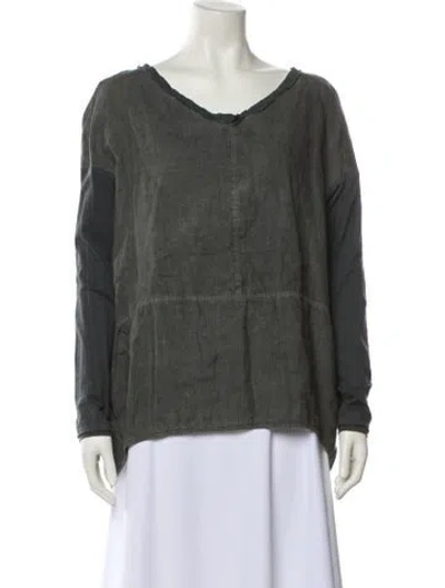 Pre-owned Hannoh Wessel Linen Scoop Neck Sweatshirt In Gray