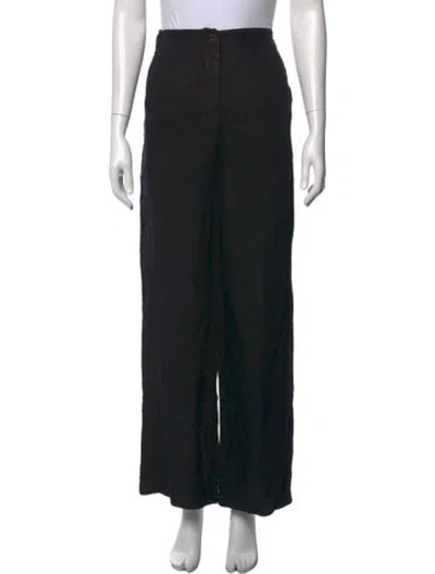 Pre-owned Hannoh Wessel Linen Wide Leg Pants In Black