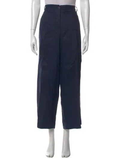 Pre-owned Hannoh Wessel Linen Wide Leg Pants In Blue
