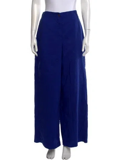 Pre-owned Hannoh Wessel Linen Wide Leg Pants W/ Tags In Blue