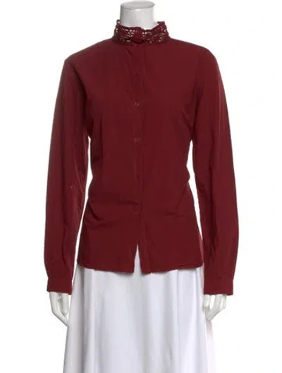 Pre-owned Hannoh Wessel Long Sleeve Blouse In Red