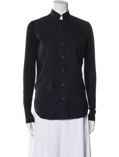Pre-owned Hannoh Wessel Long Sleeve Button-up Top In Black