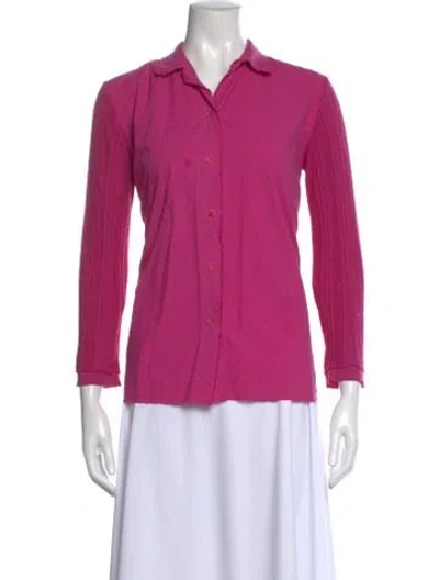 Pre-owned Hannoh Wessel Long Sleeve Button-up Top In Pink