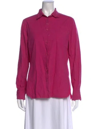 Pre-owned Hannoh Wessel Long Sleeve Button-up Top In Pink