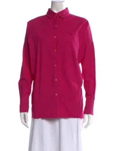 Pre-owned Hannoh Wessel Long Sleeve Button-up Top In Pink