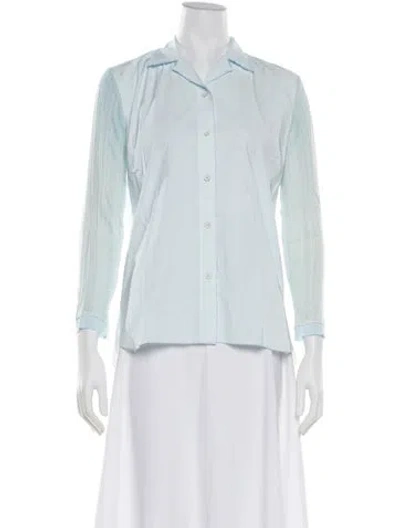 Pre-owned Hannoh Wessel Long Sleeve Button-up Top W/ Tags In Blue
