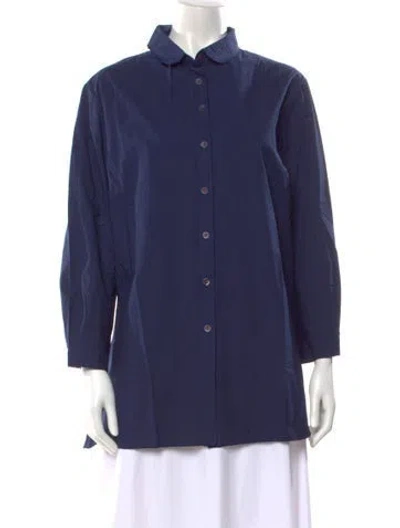 Pre-owned Hannoh Wessel Long Sleeve Button-up Top W/ Tags In Blue