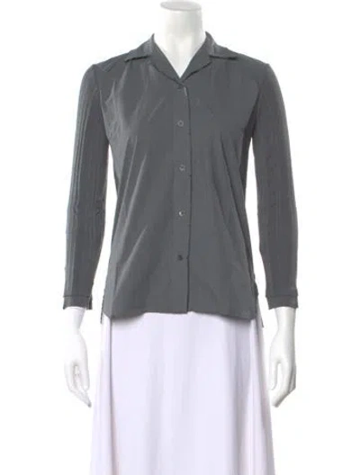 Pre-owned Hannoh Wessel Long Sleeve Button-up Top W/ Tags In Gray