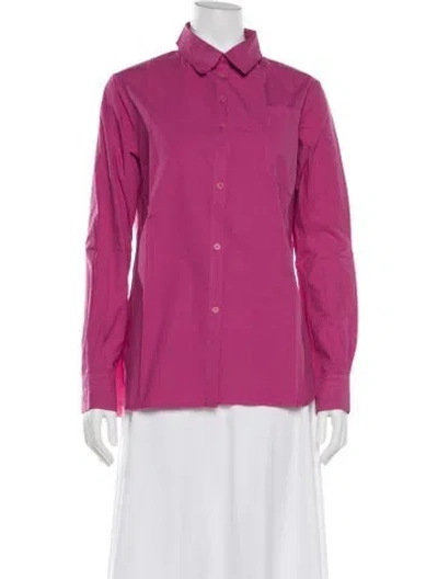 Pre-owned Hannoh Wessel Long Sleeve Button-up Top W/ Tags In Pink