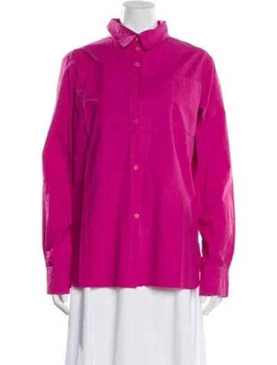 Pre-owned Hannoh Wessel Long Sleeve Button-up Top W/ Tags In Pink