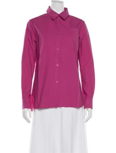 Pre-owned Hannoh Wessel Long Sleeve Button-up Top W/ Tags In Pink