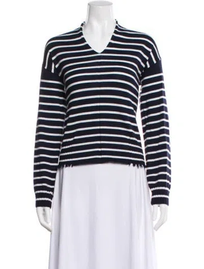 Pre-owned Hannoh Wessel Merino Wool Striped Sweater In Blue