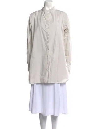Pre-owned Hannoh Wessel Mock Neck Long Sleeve Tunic In Neutral