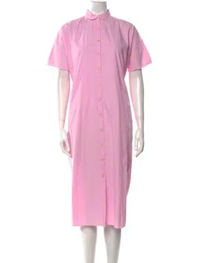 Pre-owned Hannoh Wessel Mock Neck Midi Length Dress W/ Tags In Pink
