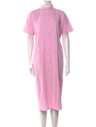 Pre-owned Hannoh Wessel Mock Neck Midi Length Dress W/ Tags In Pink