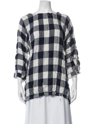 Pre-owned Hannoh Wessel Plaid Print Bateau Neckline Top In Multicolor