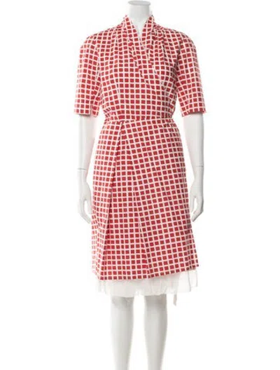 Pre-owned Hannoh Wessel Plaid Print Midi Length Dress In Red