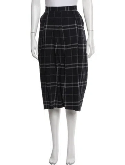 Pre-owned Hannoh Wessel Plaid Print Midi Length Skirt In Black
