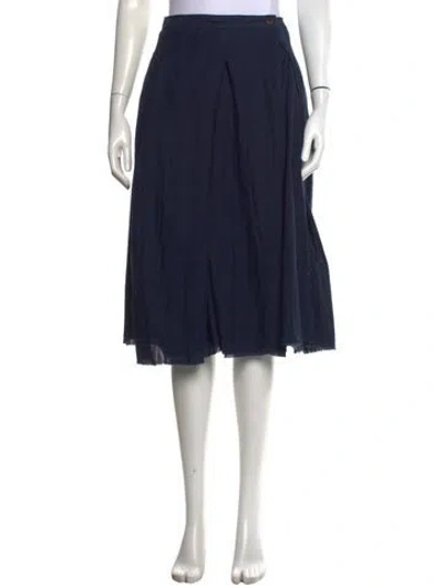 Pre-owned Hannoh Wessel Pleated Accents Midi Length Skirt In Blue