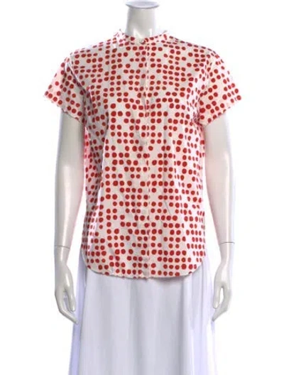 Pre-owned Hannoh Wessel Polka Dot Print Short Sleeve Top In Multi