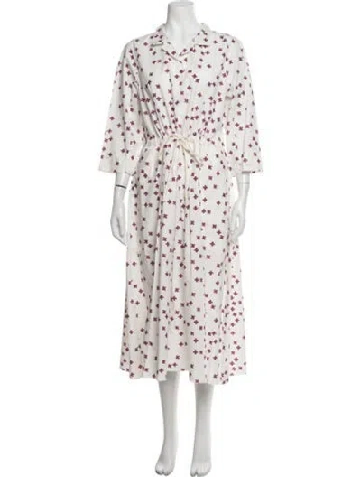 Pre-owned Hannoh Wessel Printed Long Dress In White