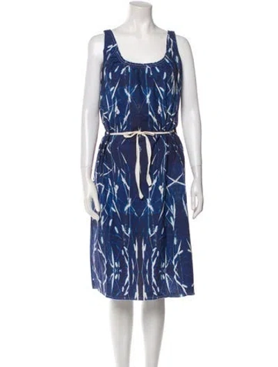 Pre-owned Hannoh Wessel Printed Midi Length Dress In Blue