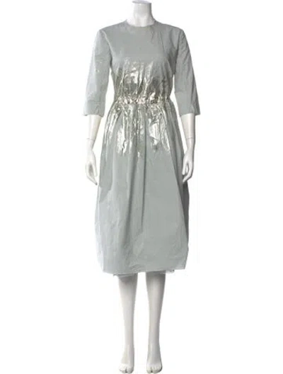 Pre-owned Hannoh Wessel Printed Midi Length Dress In Blue