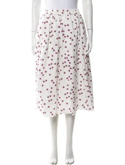 Pre-owned Hannoh Wessel Printed Midi Length Skirt In White