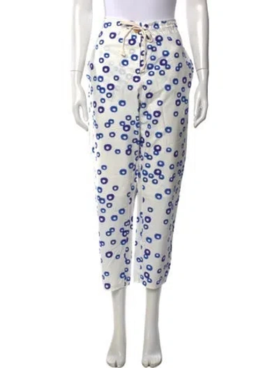 Pre-owned Hannoh Wessel Printed Wide Leg Pants In White