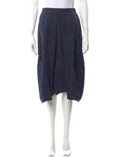 Pre-owned Hannoh Wessel Raw-edge Trim Knee-length Skirt In Blue