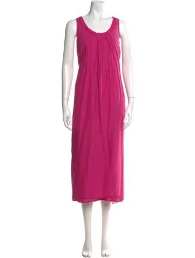 Pre-owned Hannoh Wessel Scoop Neck Long Dress In Pink