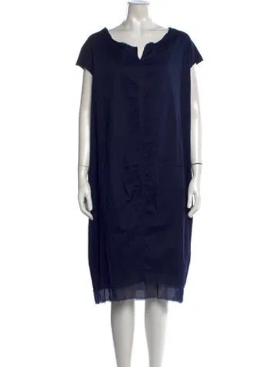 Pre-owned Hannoh Wessel Scoop Neck Midi Length Dress In Blue