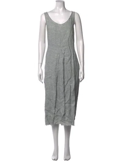 Pre-owned Hannoh Wessel Scoop Neck Midi Length Dress In Grey