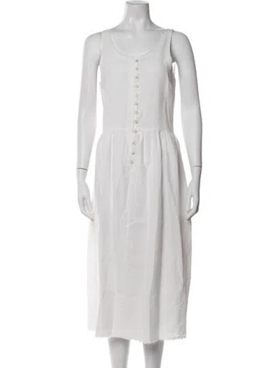 Pre-owned Hannoh Wessel Scoop Neck Midi Length Dress In White