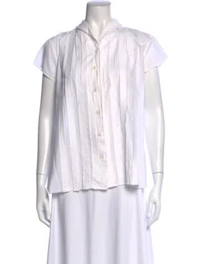 Pre-owned Hannoh Wessel Short Sleeve Blouse In White