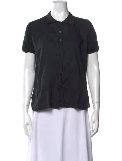 Pre-owned Hannoh Wessel Short Sleeve Button-up Top In Black