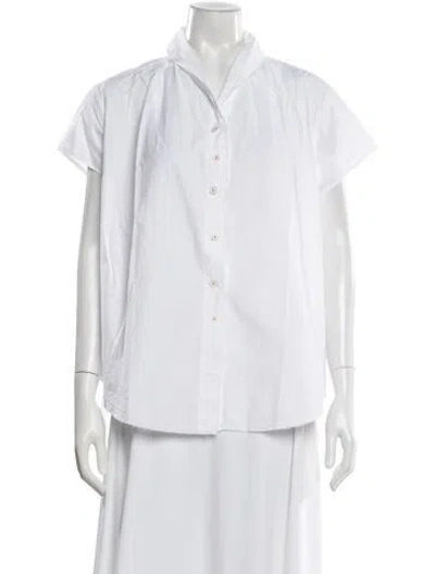 Pre-owned Hannoh Wessel Short Sleeve Button-up Top In White